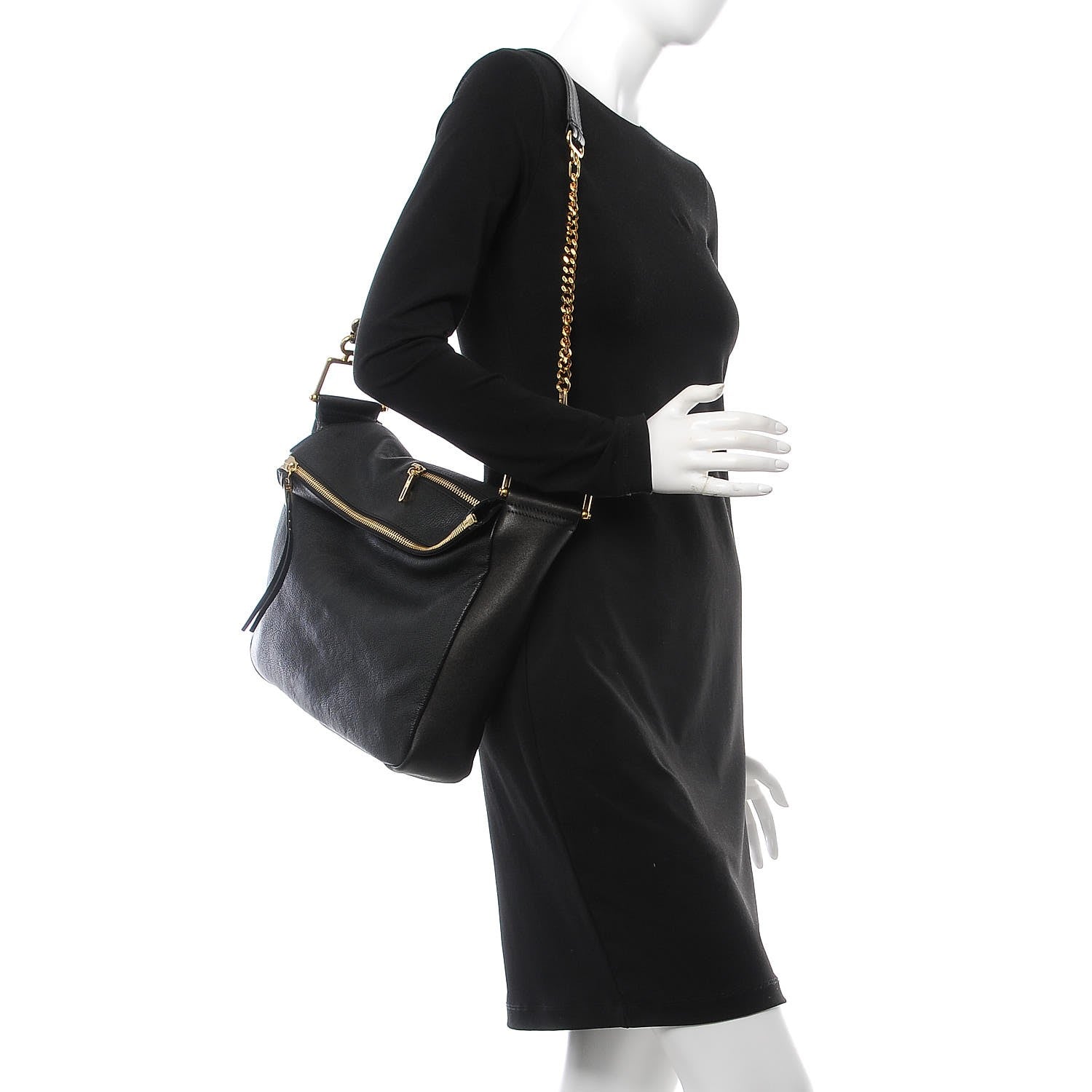 Chloe Sheepskin Vanessa Chain Shoulder Bag Black 2 of 7