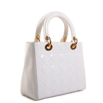 Christian Dior Patent Cannage Medium Lady Dior White 3 of 9