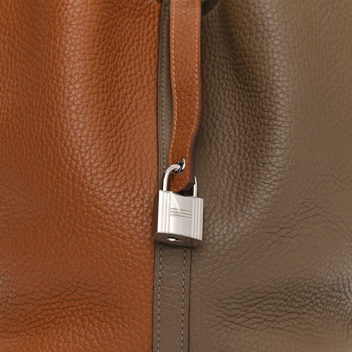 Hermes Taurillon Clemence Casaque Picotin Lock 22 MM Gold Etoupe Nata 8 of 10