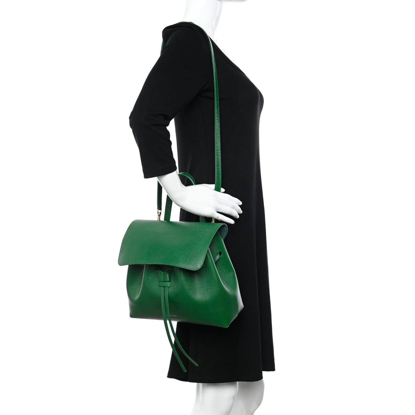 Calfskin Lizard Embossed Mini Soft Lady Bag Leaf