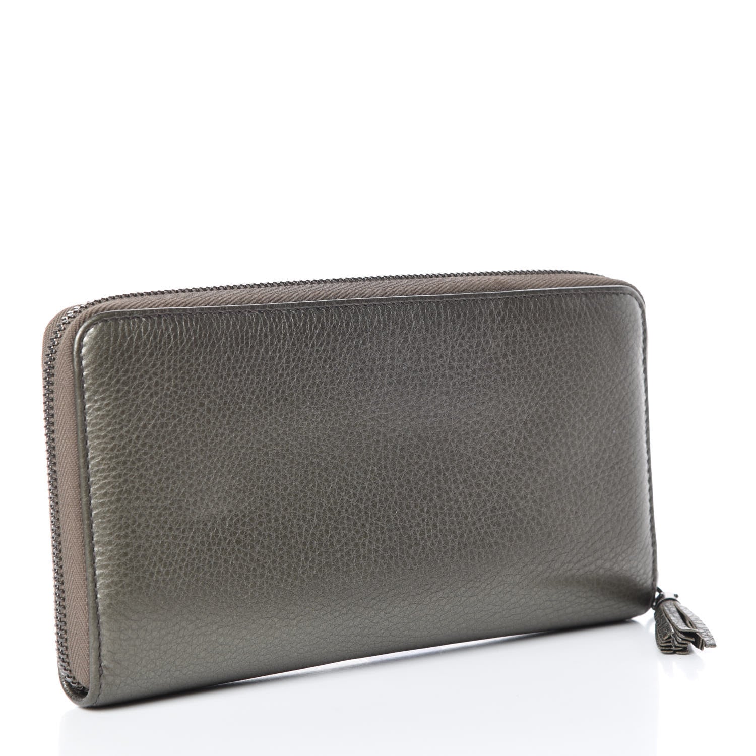 Gucci Metallic Pebbled Calfskin Soho Zip Around Wallet Sasso 3 of 11