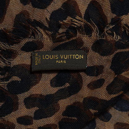Louis Vuitton Cashmere Silk Leopard Stole Brown 5 of 5