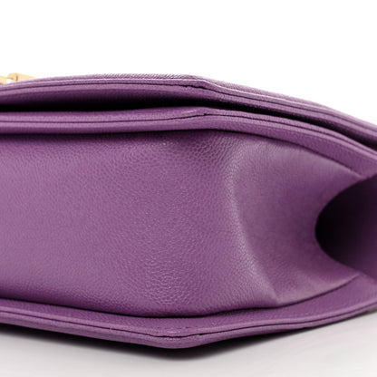Chanel Caviar Chevron Quilted Medium Boy Flap Purple 9 of 9