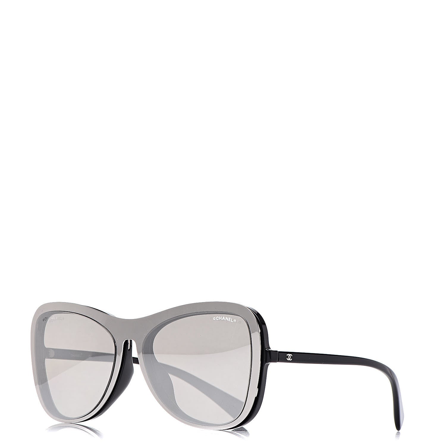 Chanel Clip On Sunglasses 71231A Black Mirror Grey 1 of 11