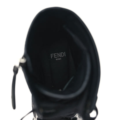 Fendi Vitello Fabric Jacquard Karligraphy Embroidered Womens Combat Boots 35.5 Black 7 of 7