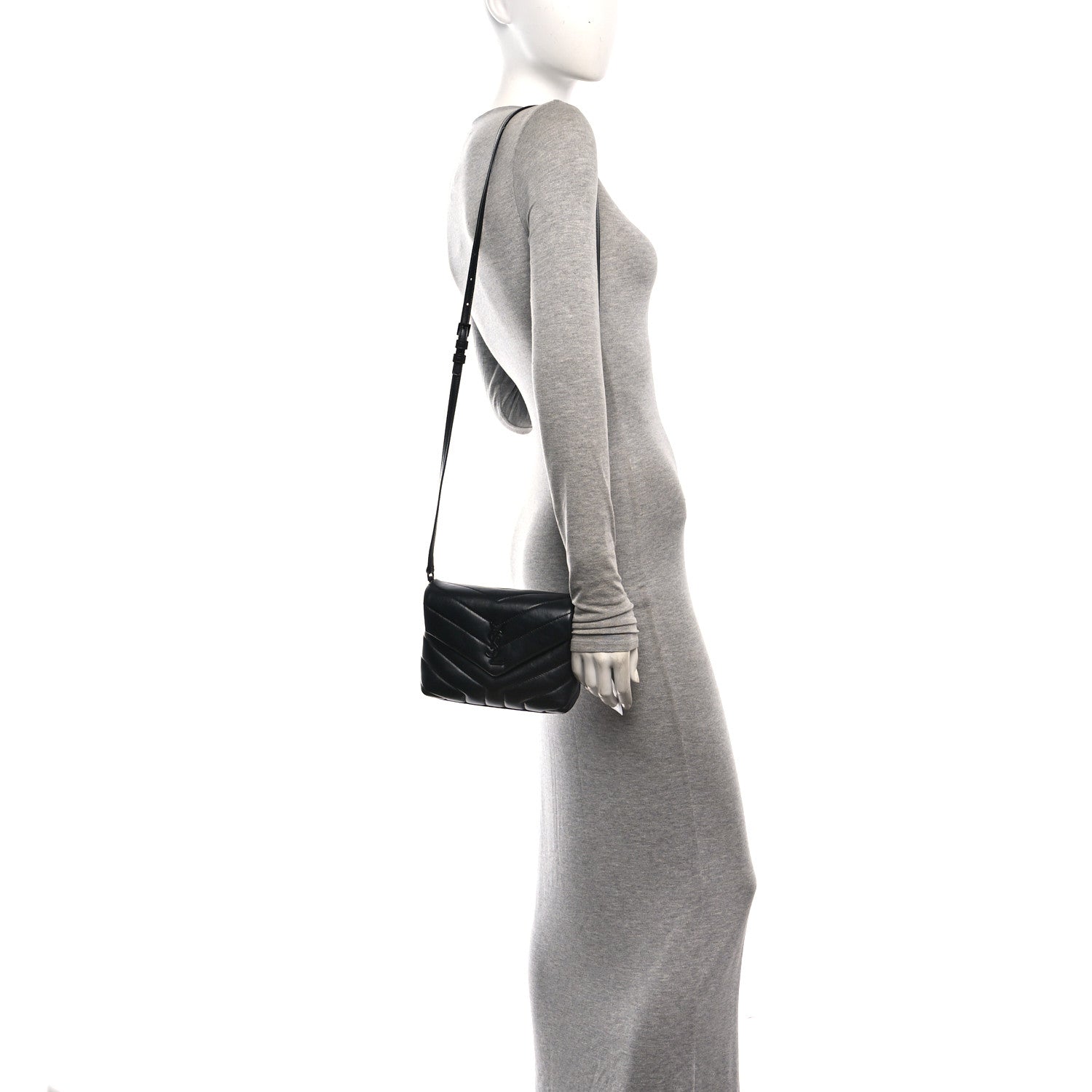 Saint Laurent Calfskin Y Quilted Monogram Monochrome Toy Loulou Crossbody Bag Black Black 2 of 11