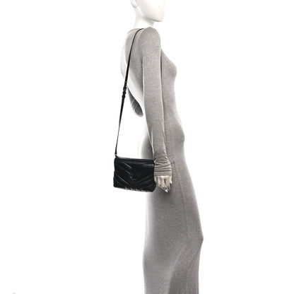 Saint Laurent Calfskin Y Quilted Monogram Monochrome Toy Loulou Crossbody Bag Black Black 2 of 11