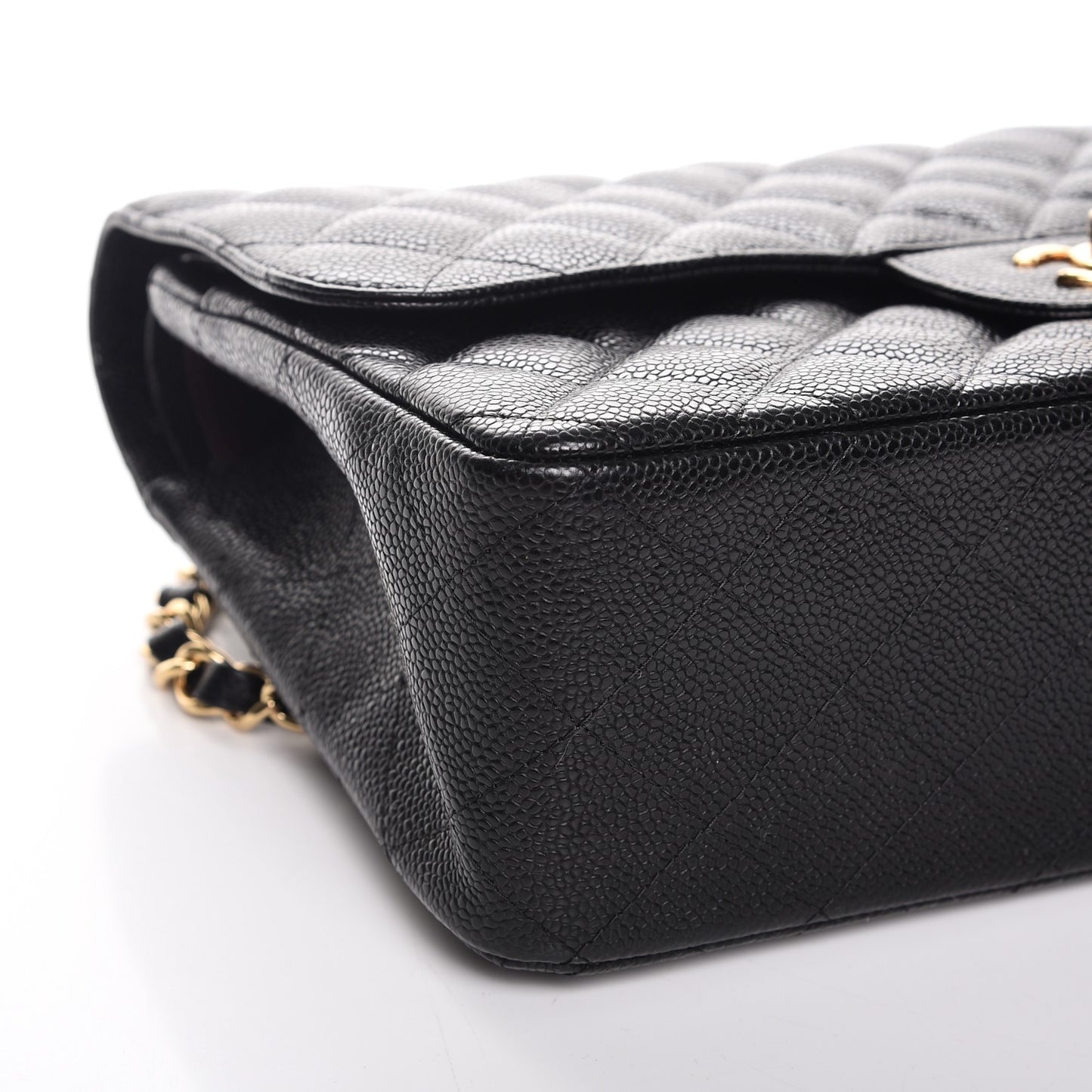 Caviar Quilted Jumbo Double Flap Black
