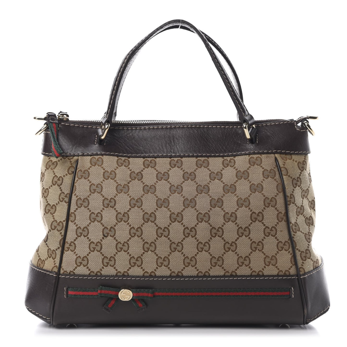 Monogram Web Mayfair Top Handle Satchel Dark Brown