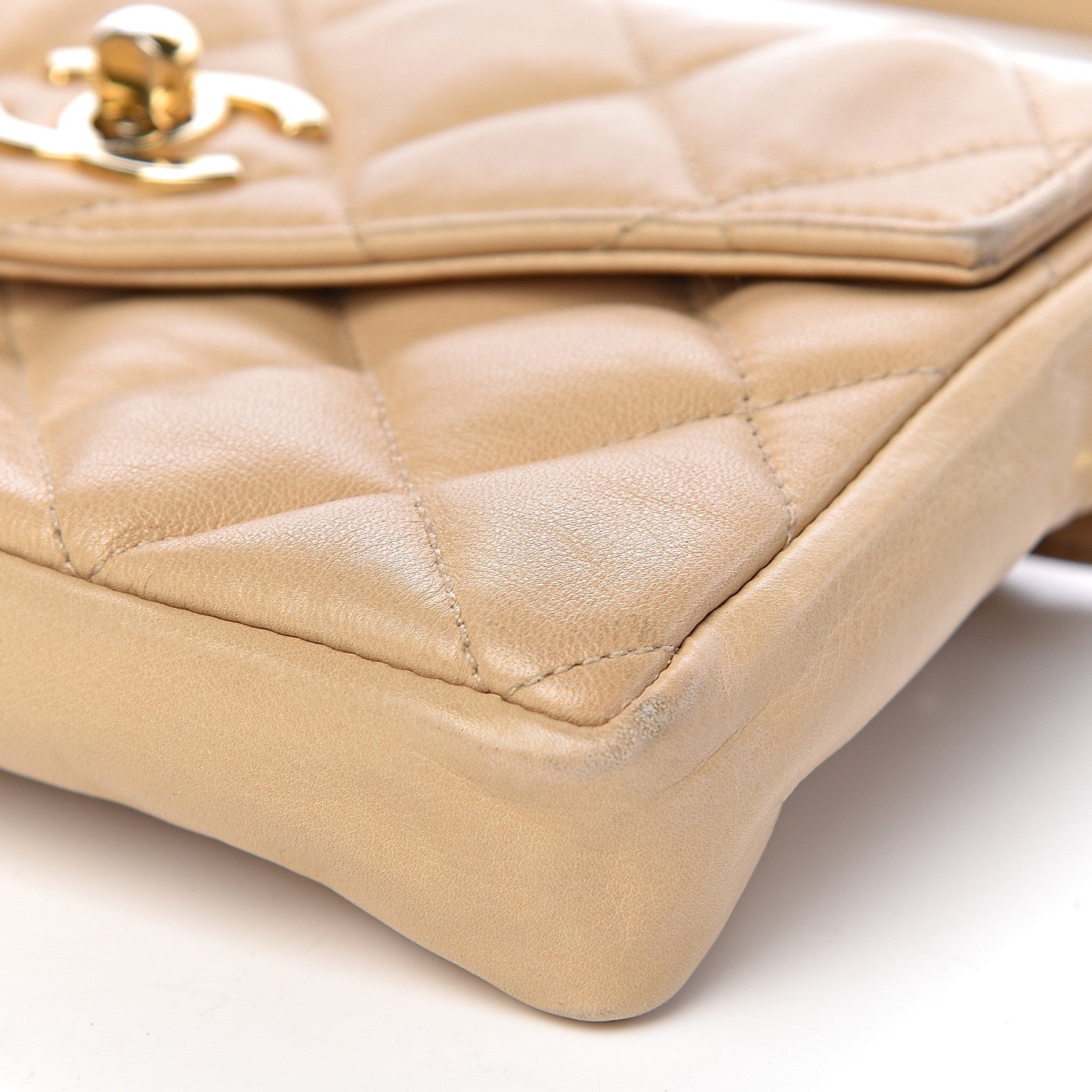 Chanel Lambskin Quilted Flap Waist Belt Bag 70 28 Beige 13 of 14