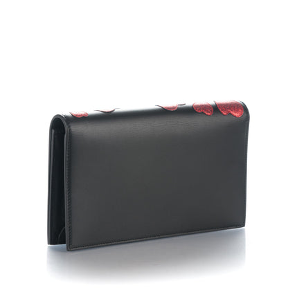 Saint Laurent Calfskin Classic Monogram Kate Heart Clutch Black Rouge 3 of 7