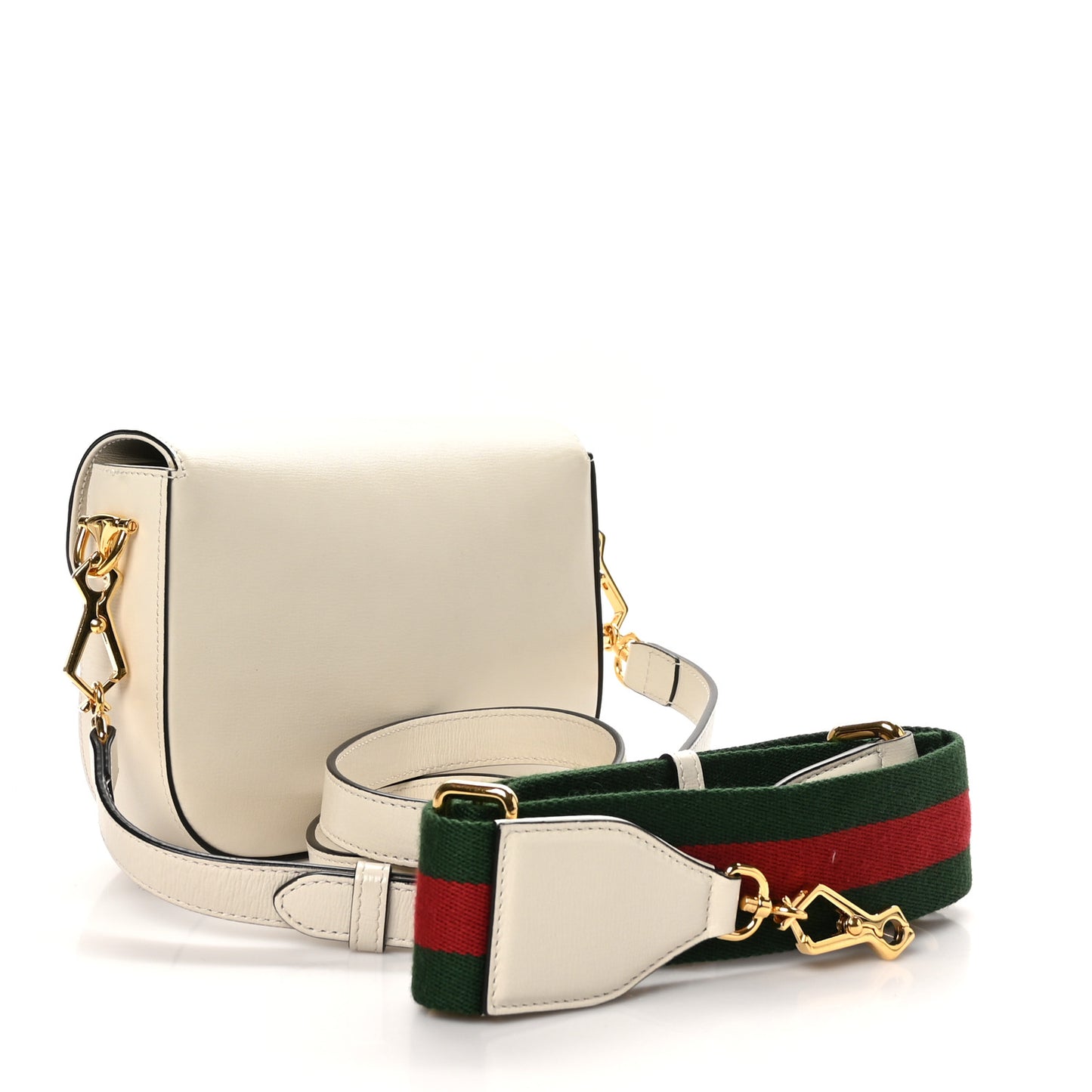 Azalea Calfskin Web Mini Horsebit 1955 Shoulder Bag Mystic White