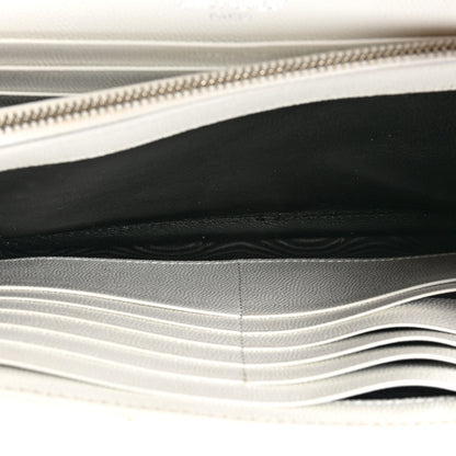 Saint Laurent Grain De Poudre Matelasse Chevron Monogram Chain Wallet White 5 of 13