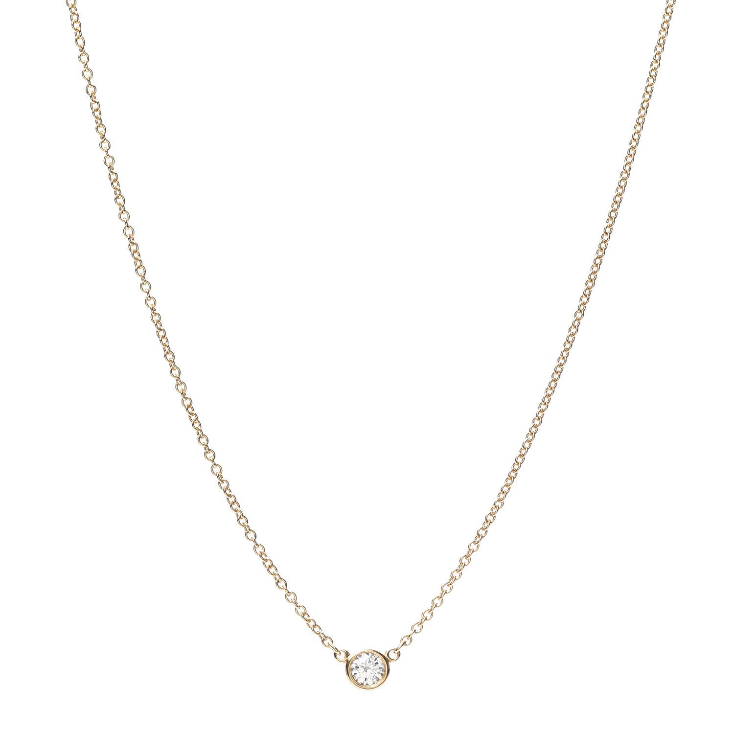 Tiffany 18K Yellow Gold Diamond .14ct Elsa Peretti Diamonds by the Yard Pendant Necklace 1 of 5