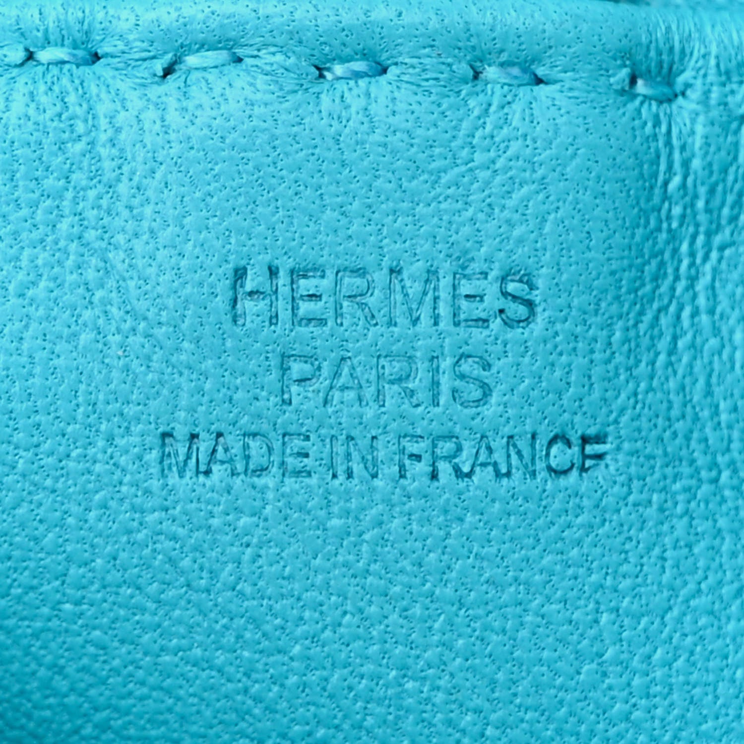 Hermes Lambskin Clou De Selle Pouch Bleu Paon 6 of 11