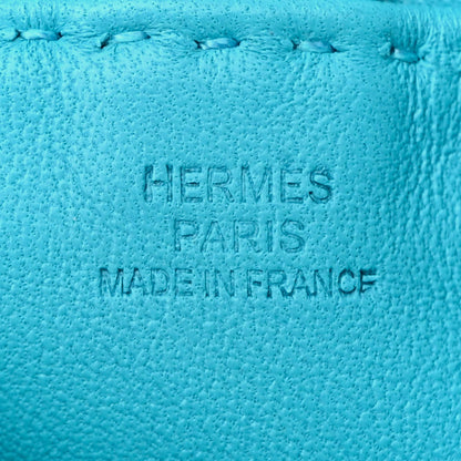 Hermes Lambskin Clou De Selle Pouch Bleu Paon 6 of 11