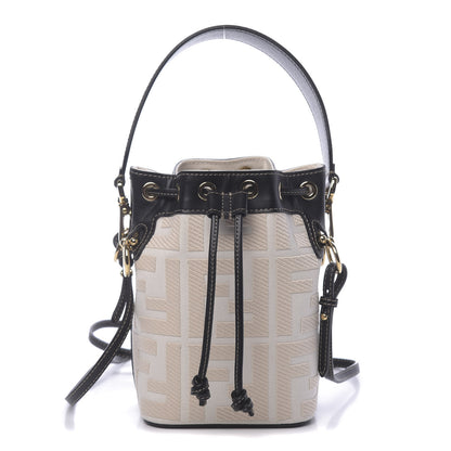 Fendi Canvas Vitello King F is Fendi FF Embroidered Mini Mon Tresor Bucket Bag Grezzo Black 1 of 11