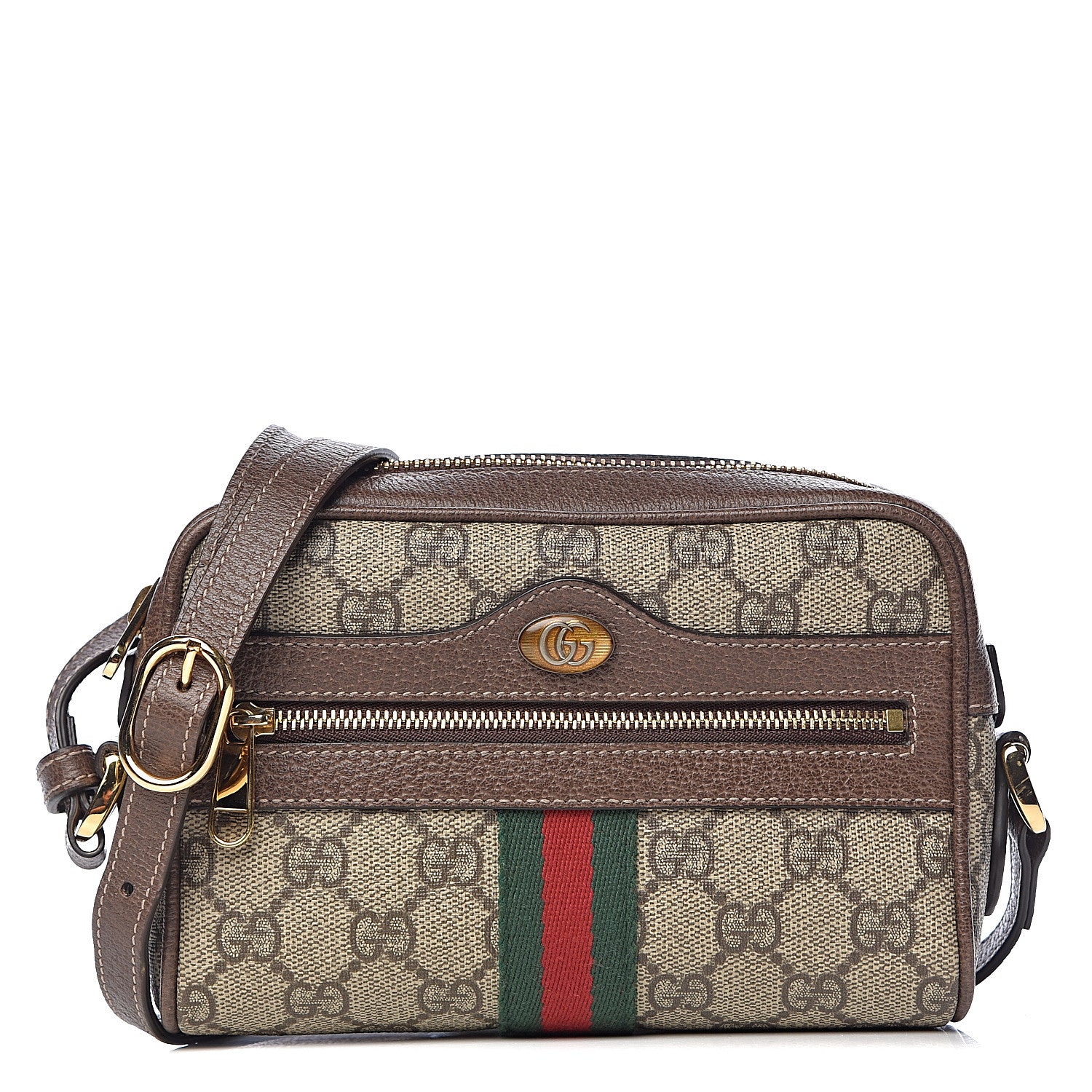 Gucci GG Supreme Monogram Web Mini Ophidia Shoulder Bag Brown 1 of 10