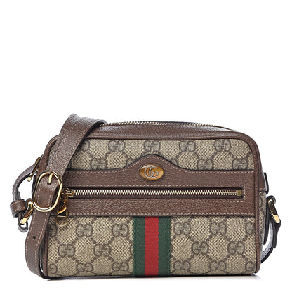 Gucci GG Supreme Monogram Web Mini Ophidia Shoulder Bag Brown 1 of 10