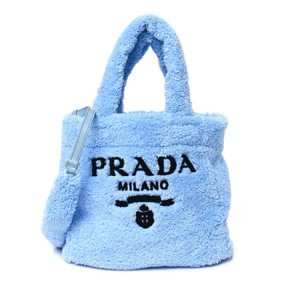 Prada Terry Cloth Small Tote Bag Celeste Black 1 of 9