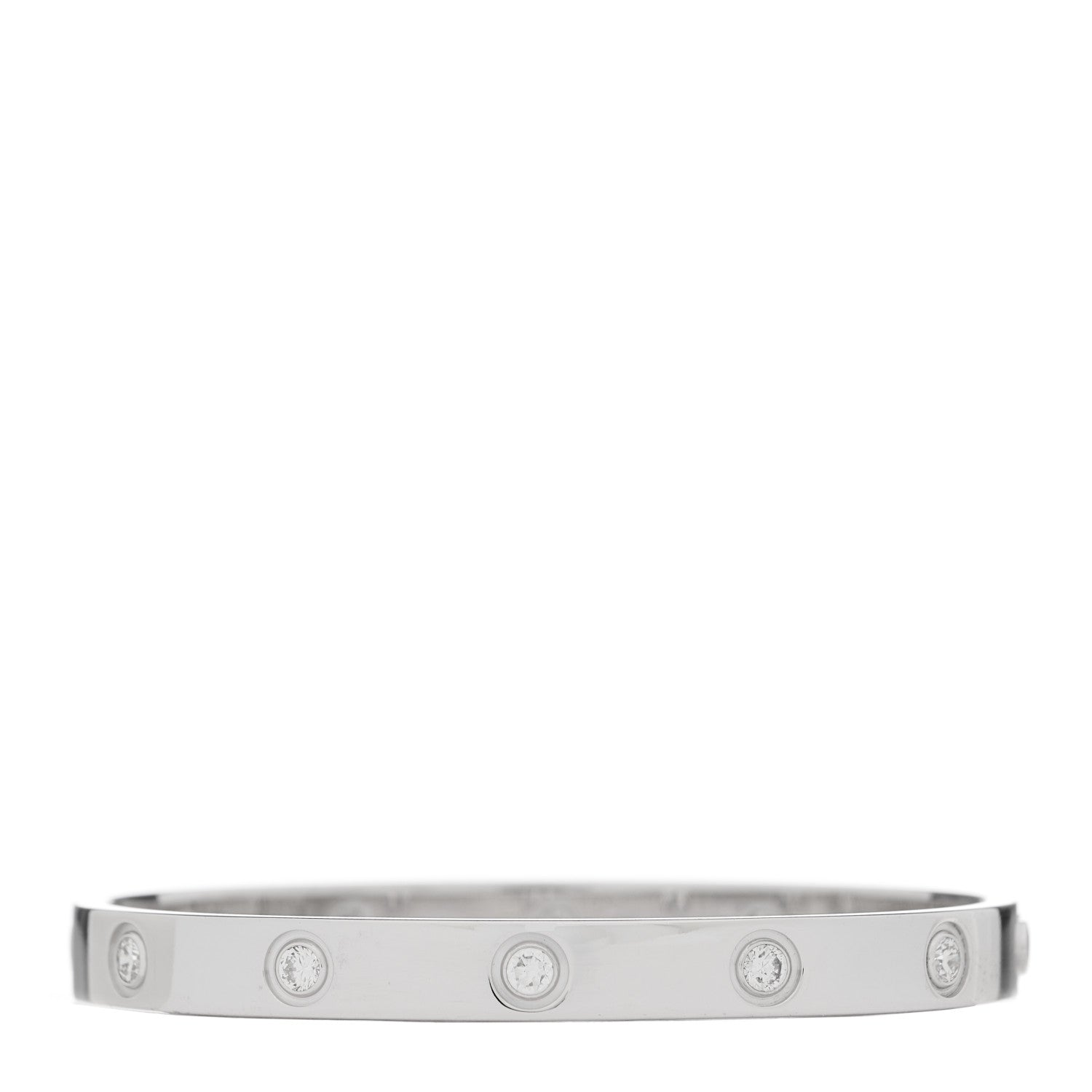 Cartier 18K White Gold 10 Diamond LOVE Bracelet 16 2 of 8