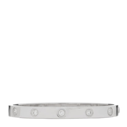 Cartier 18K White Gold 10 Diamond LOVE Bracelet 16 2 of 8