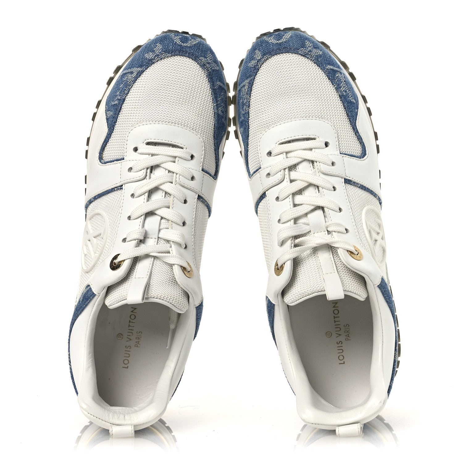 Louis Vuitton Calfskin Monogram Denim Run Away Sneakers 39 White 2 of 12