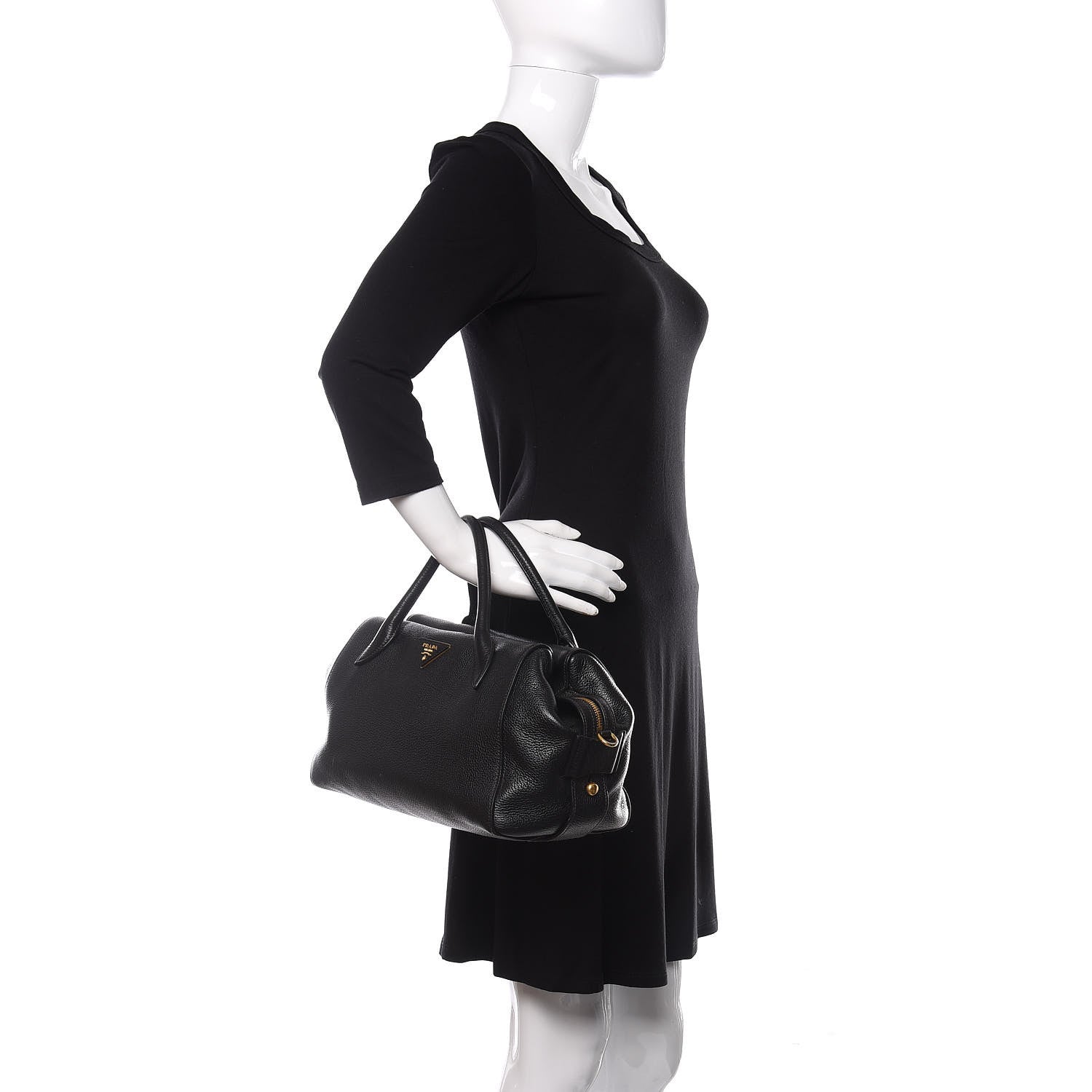 Prada Vitello Daino Satchel Black 2 of 15