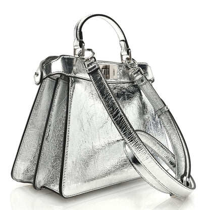 Fendi Rock Millenium Laminata Small Peekaboo I SEE U Satchel Argento 2 of 8
