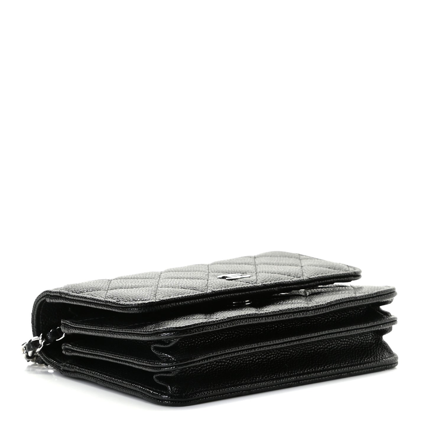 Caviar Quilted Mini Wallet On Chain WOC Black