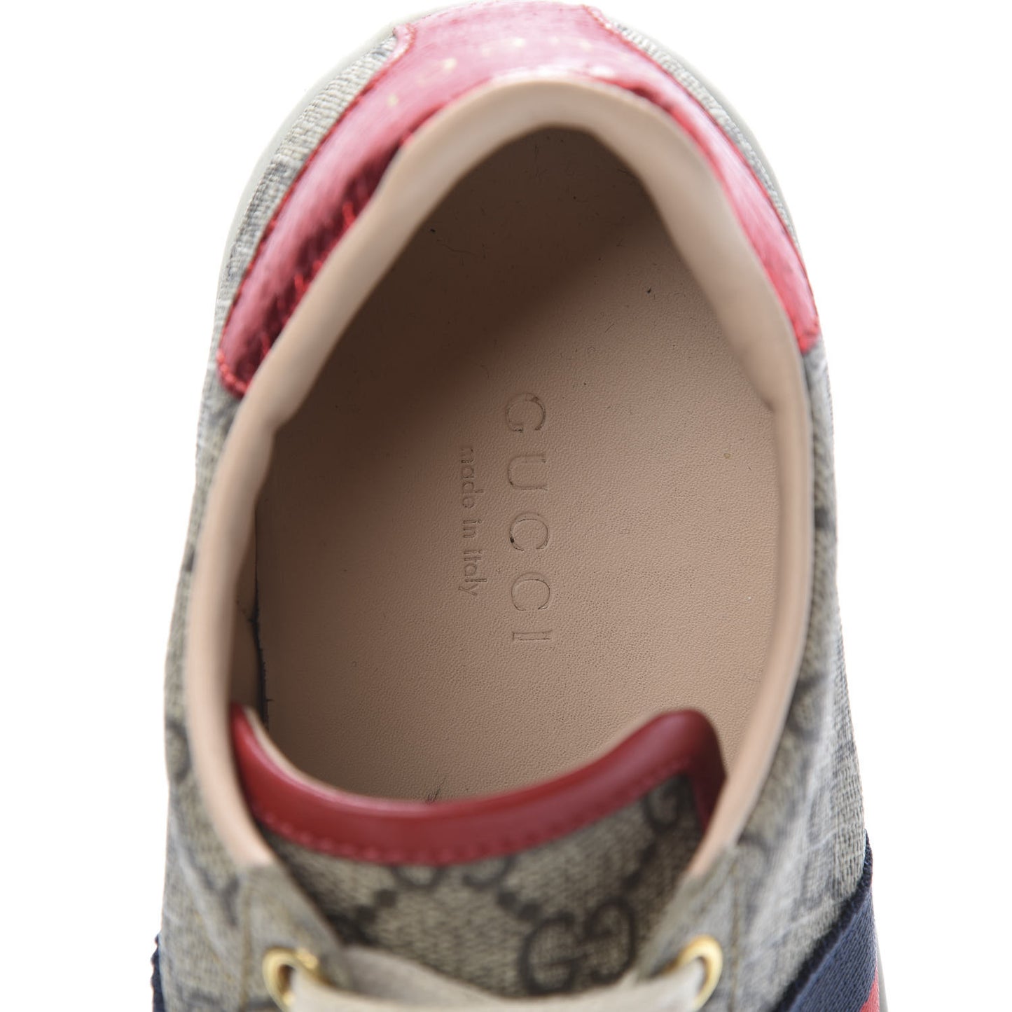 GG Supreme Monogram Womens Ace Low-Top Sneaker 35 Beige