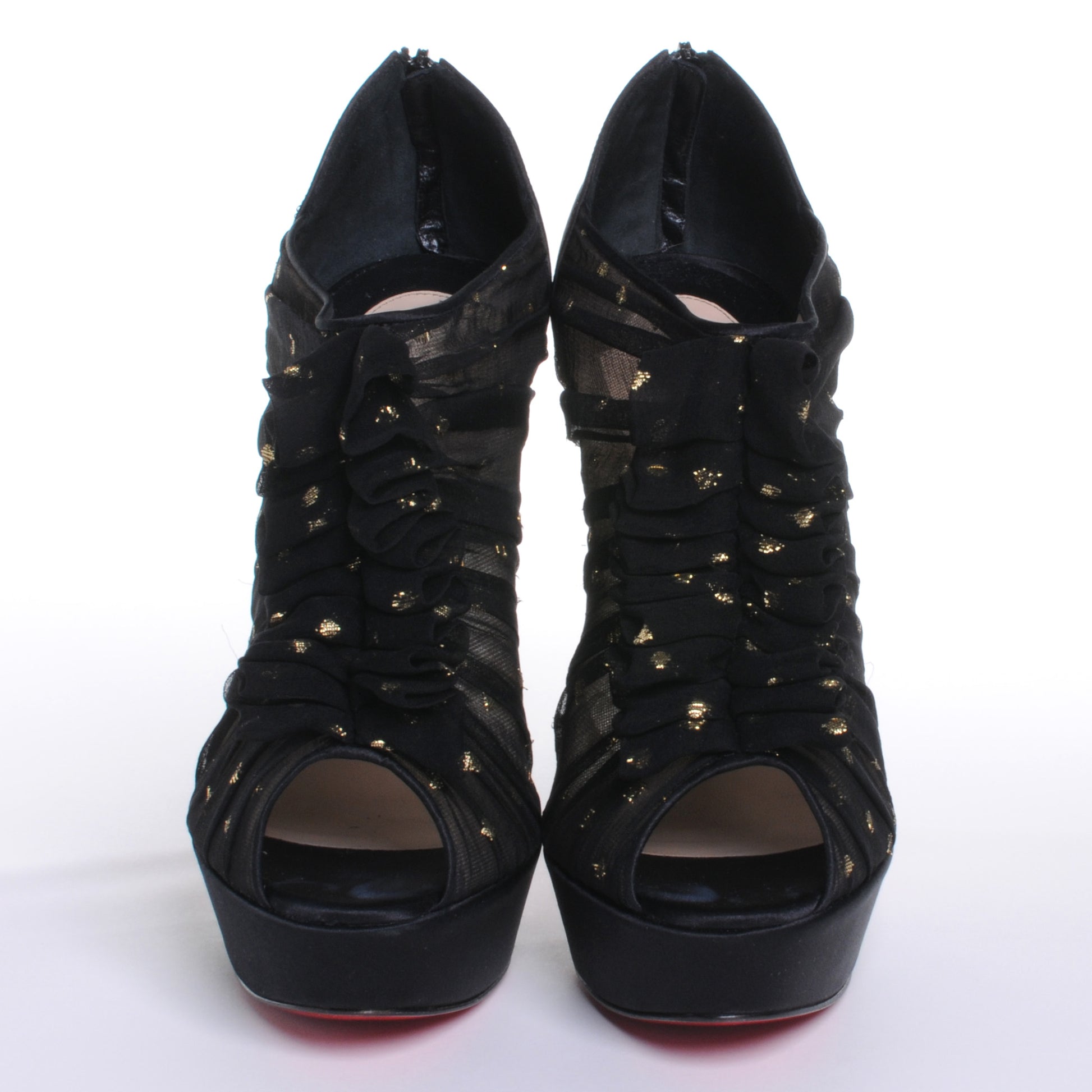 Christian Louboutin Crepe Satin Chiffon Canon 140 Heels 40 2 of 7