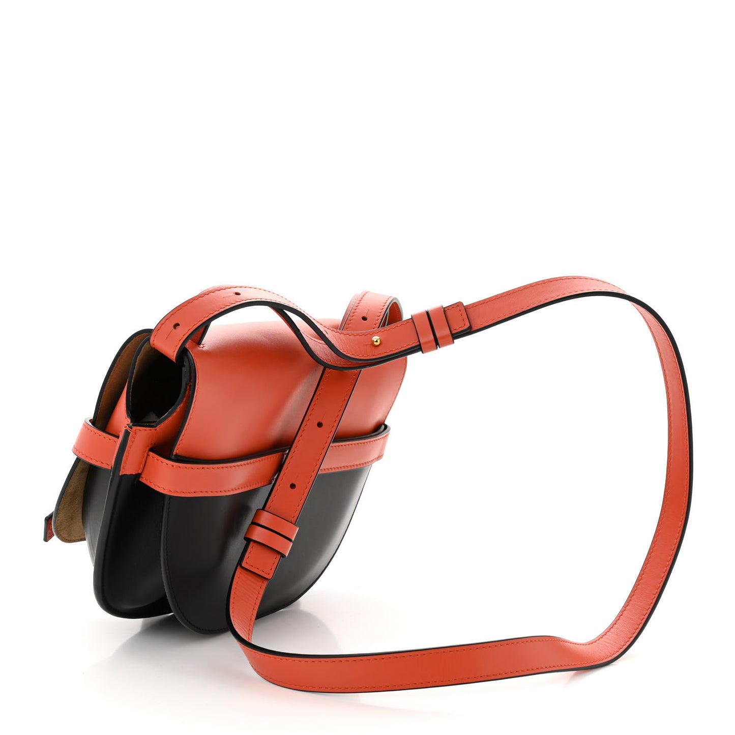 Calfskin Small Gate Crossbody Bag Orange Black