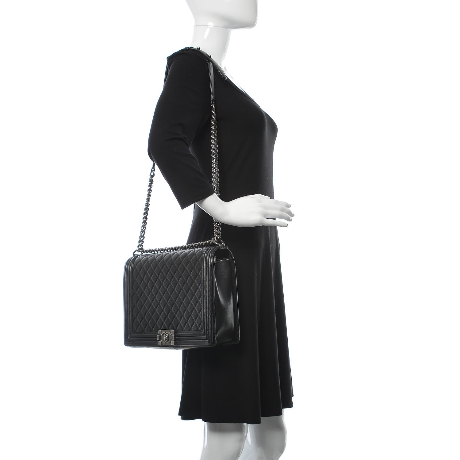 Chanel Lambskin Quilted Large Boy Flap Black 2 of 9