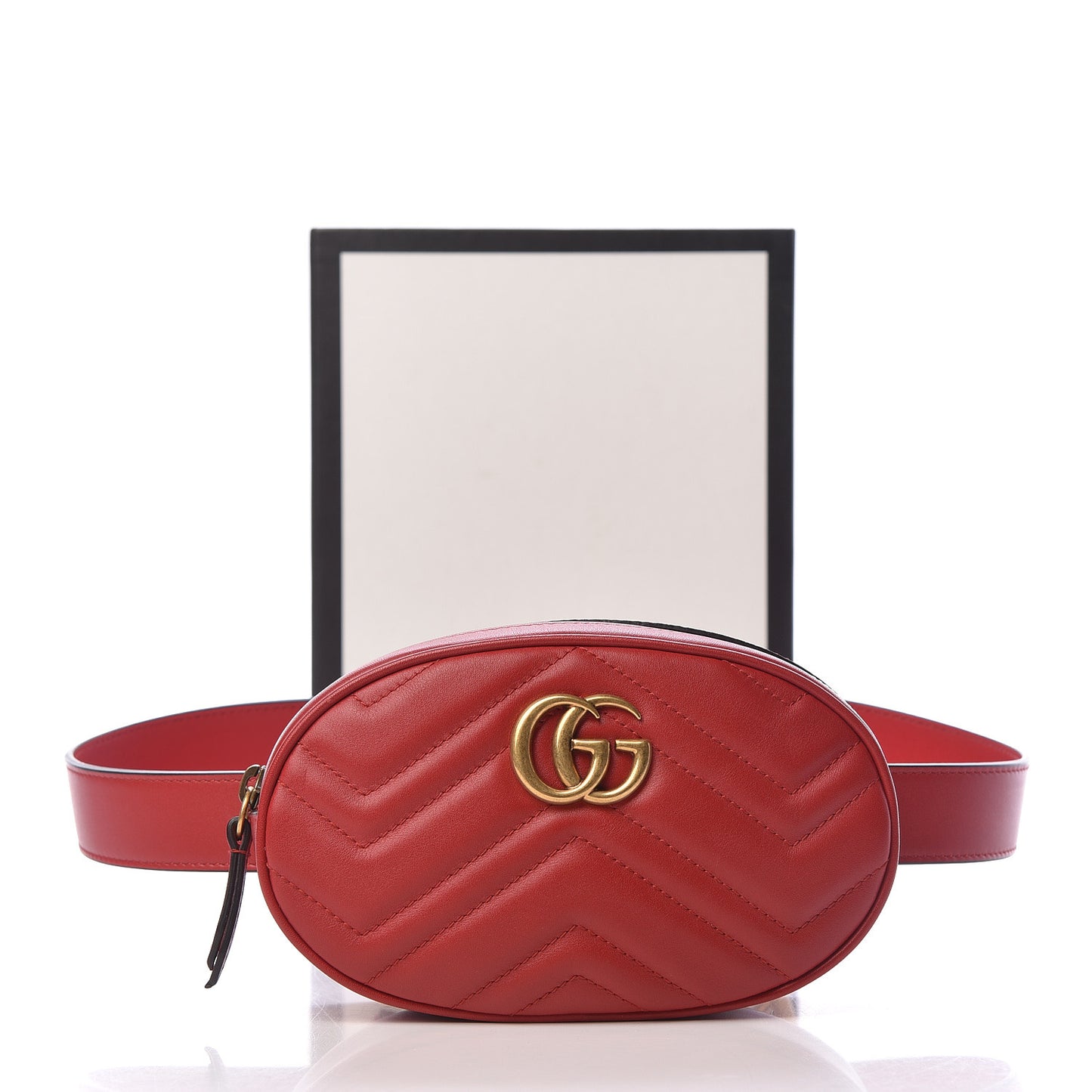Calfskin Matelasse GG Marmont Belt Bag 95 38 Hibiscus Red