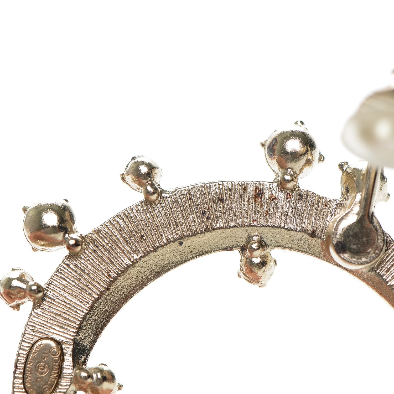 Chanel Crystal CC Moon Clip On Cuff Earrings Gold 5 of 6