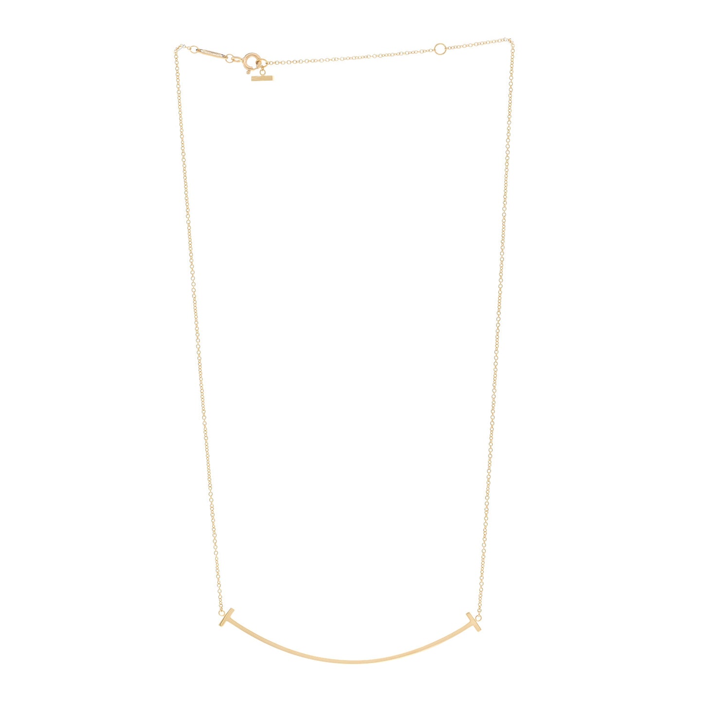 18K Yellow Gold Large T Smile Pendant Necklace