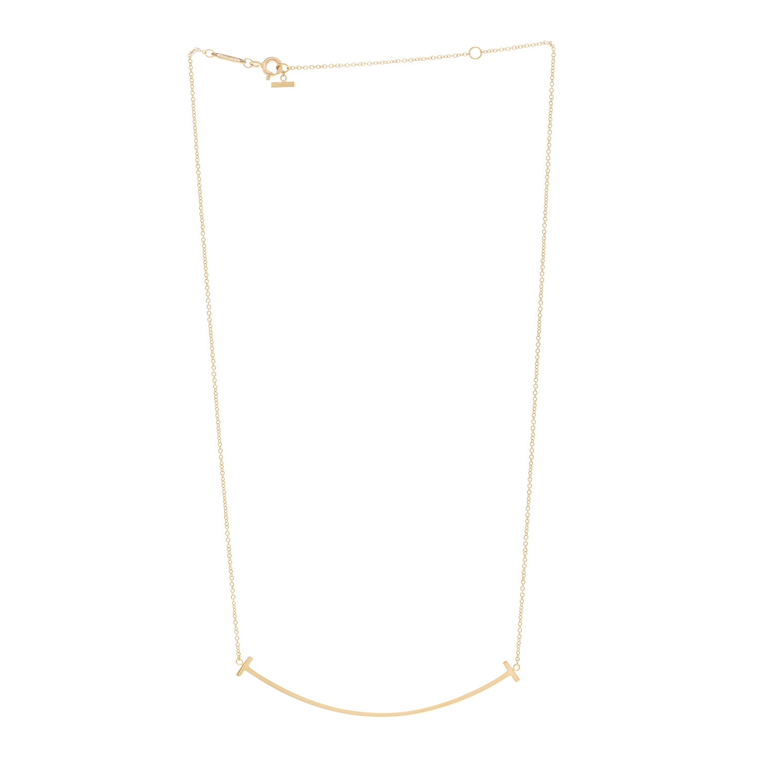 Tiffany 18K Yellow Gold Large T Smile Pendant Necklace 3 of 5