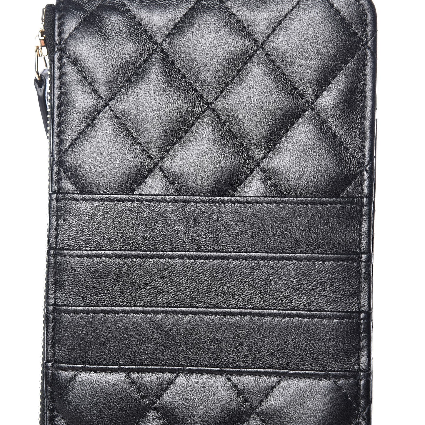 Lambskin Quilted Classic Flat Wallet Pouch Black