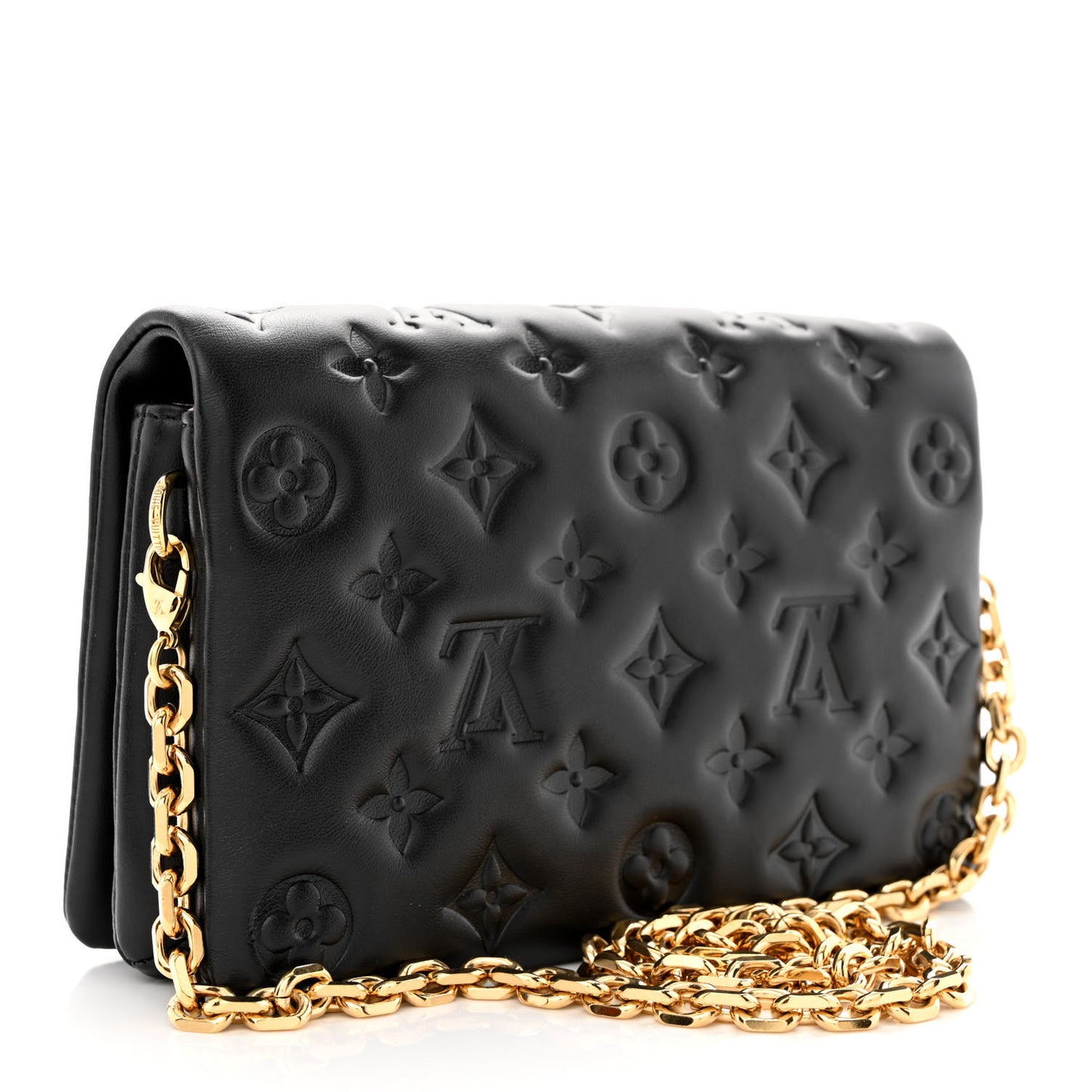 Lambskin Embossed Monogram Pochette Coussin Black