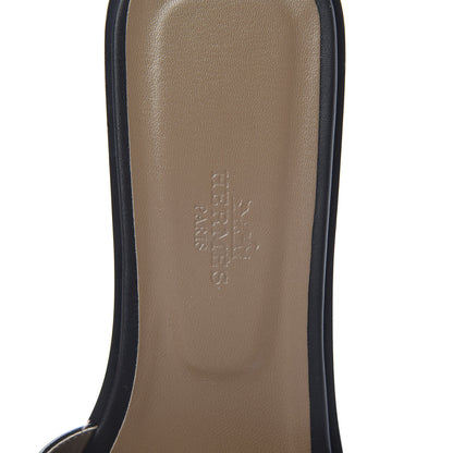 Hermes Box Calfskin Oran Sandals 39.5 Black 7 of 9