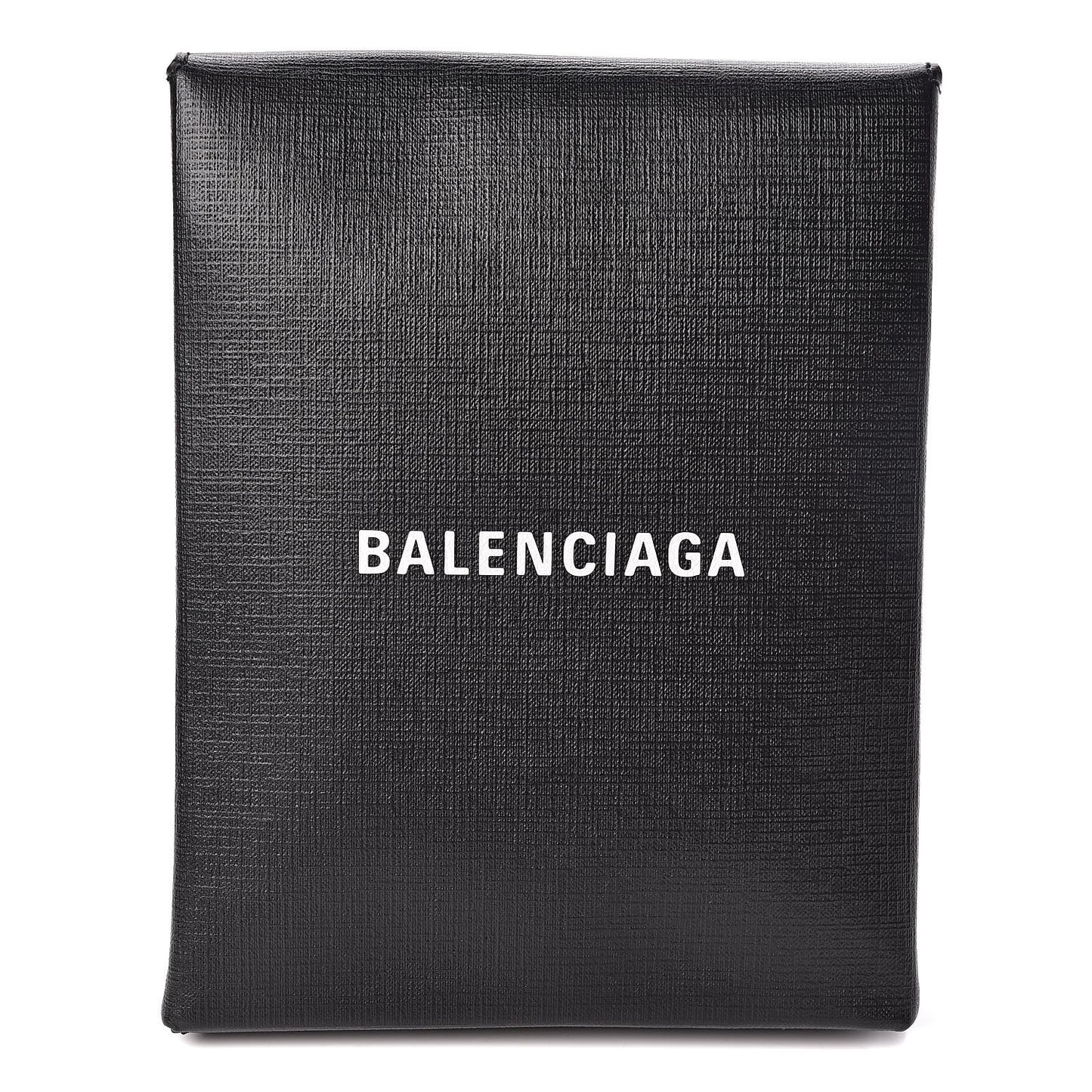 Squared Calfskin Logo Shopping Envelope Clutch Black