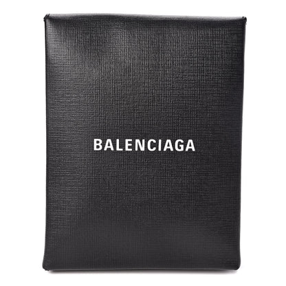 Balenciaga Squared Calfskin Logo Shopping Envelope Clutch Black 1 of 8