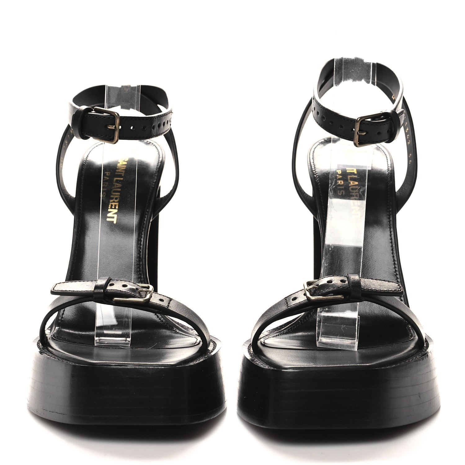 Saint Laurent Calfskin Platz 105 Platform Sandals 36 Black 2 of 8