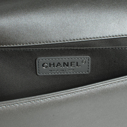 Chanel Lambskin Quilted Medium Boy Flap w Stingray Strap Silver 7 of 8