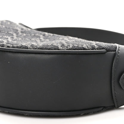 Gucci Denim GG Monogram Dollar Calfskin Web Mini Ophidia Half Moon Hobo Black Grey 10 of 10