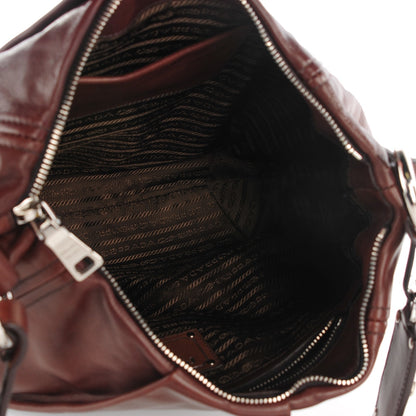 Prada Soft Calf Pleated Hobo Bruciato 5 of 9