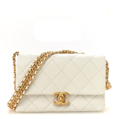Chanel Lambskin Quilted Small CC Crystal Logo Chain Flap White 1 of 11