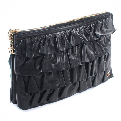 Chanel Lambskin Ruffle Evening Bag Black 3 of 8