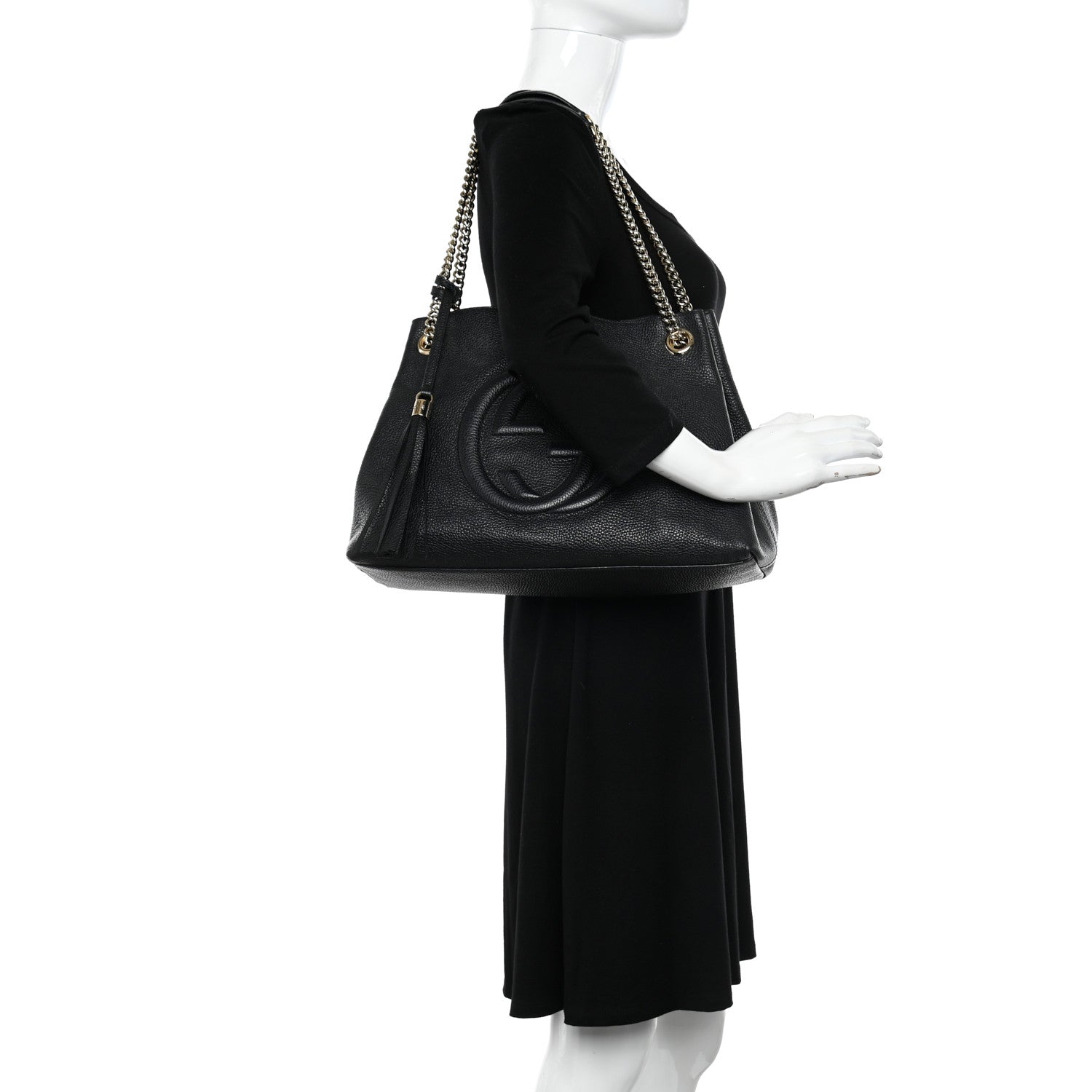 Gucci Pebbled Calfskin Medium Soho Chain Shoulder Bag Black 2 of 11